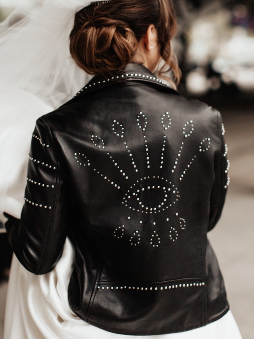 Lamarque Studded Leather Biker Jacket